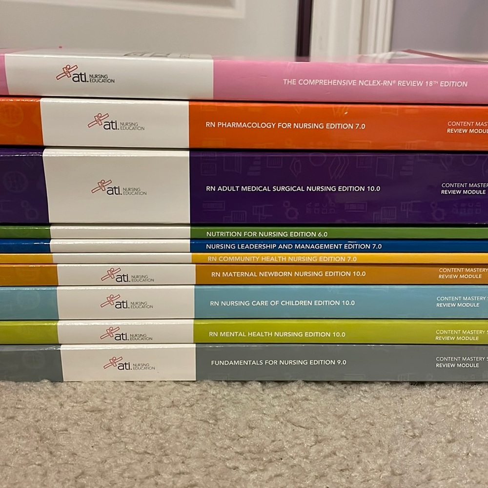 Set of 10 ATI RN Books for Nursing